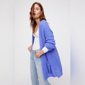 Free People Women’s Weekend Getaway Oversized Open Blue/Purple Cardigan / SP